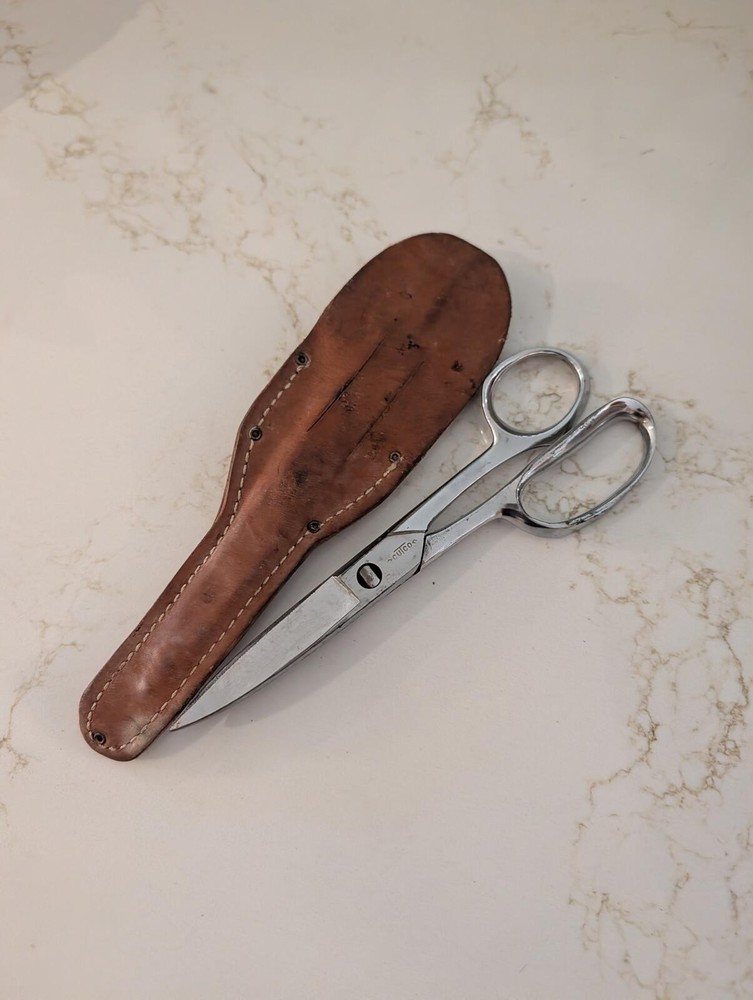Vtg Cutco 8" Shears / Scissors w Case XX Leather Sheath
