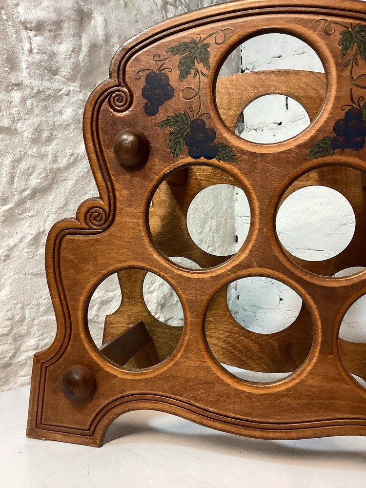 Vintage Handcrafted Solid Wood 6 Bottle Decorative Countertop Wine Rack Display