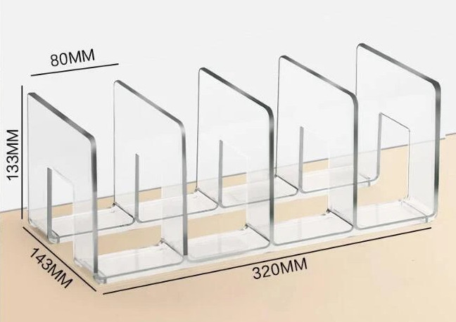 Desktop Acrylic File Organizer with 4 Compartments,Invisible Floating Bookshelf