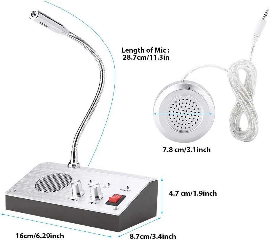 Intercom Dual Way System,Mic Speaker Window Counter Interphone Drive Thru Speake