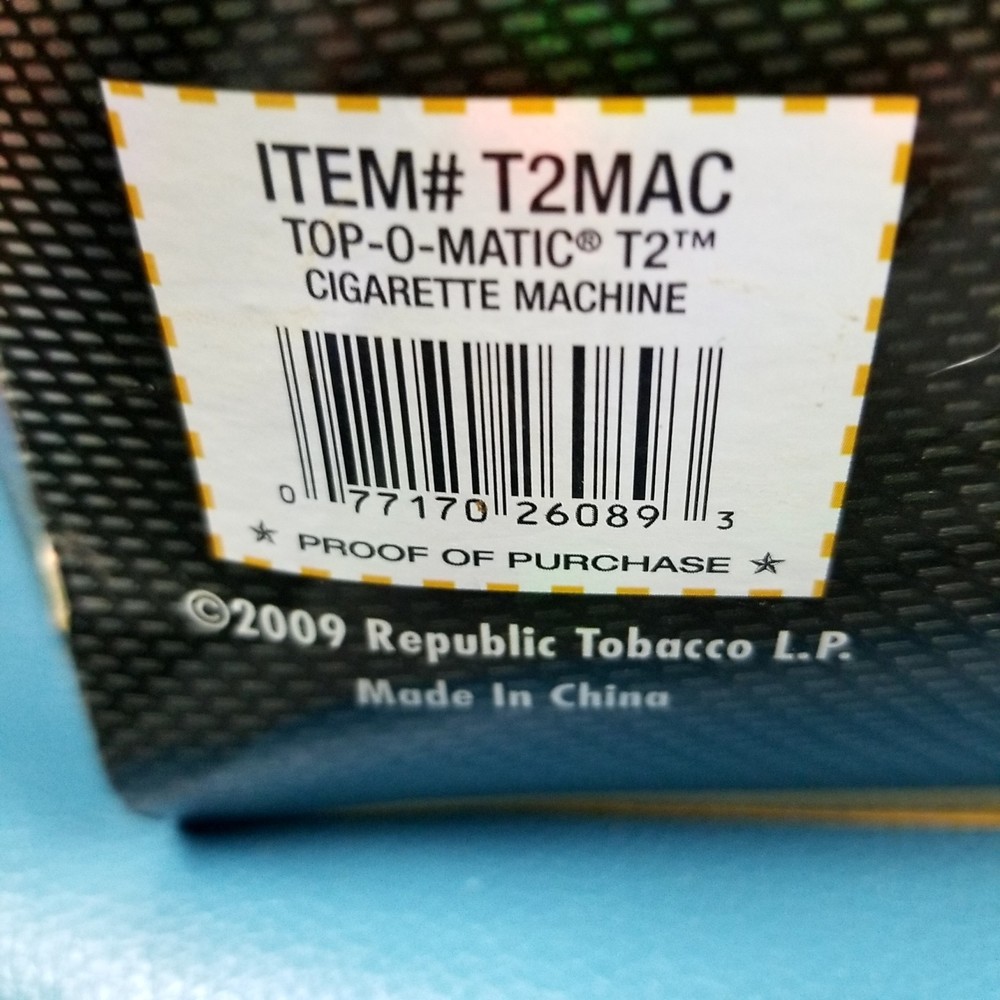 TOP-O-MATIC T2MAC Cigarette Rolling Machine 2009 GUC Damaged Box