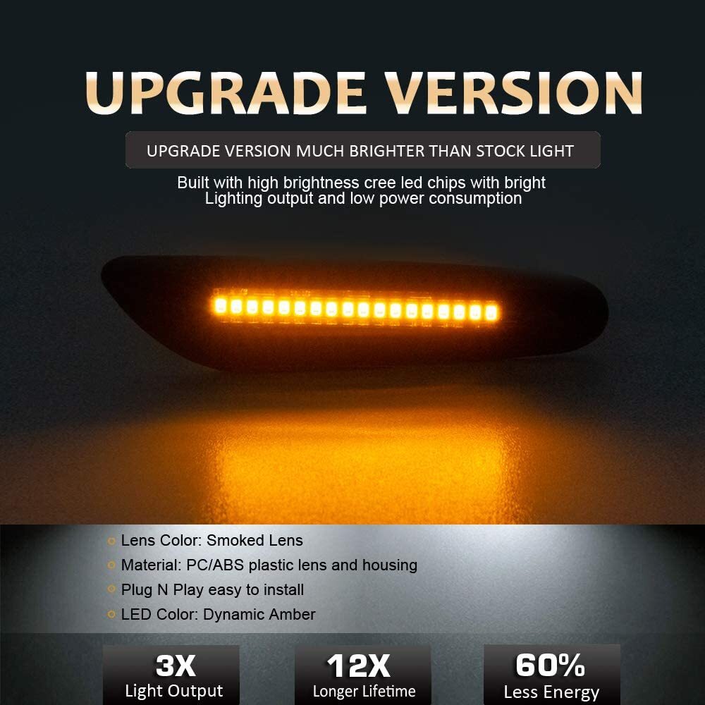 Dynamic Smoke LED Side Marker Turn Signal Lights For BMW E90 E91 E92 E93 E46 E60
