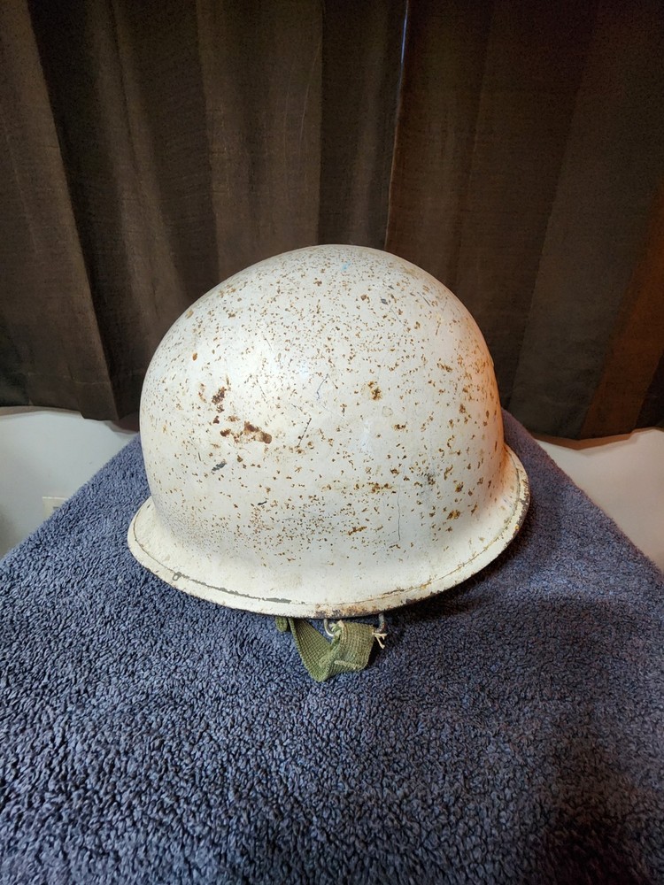 WW2 Medics Helmet. White With Red Cross
