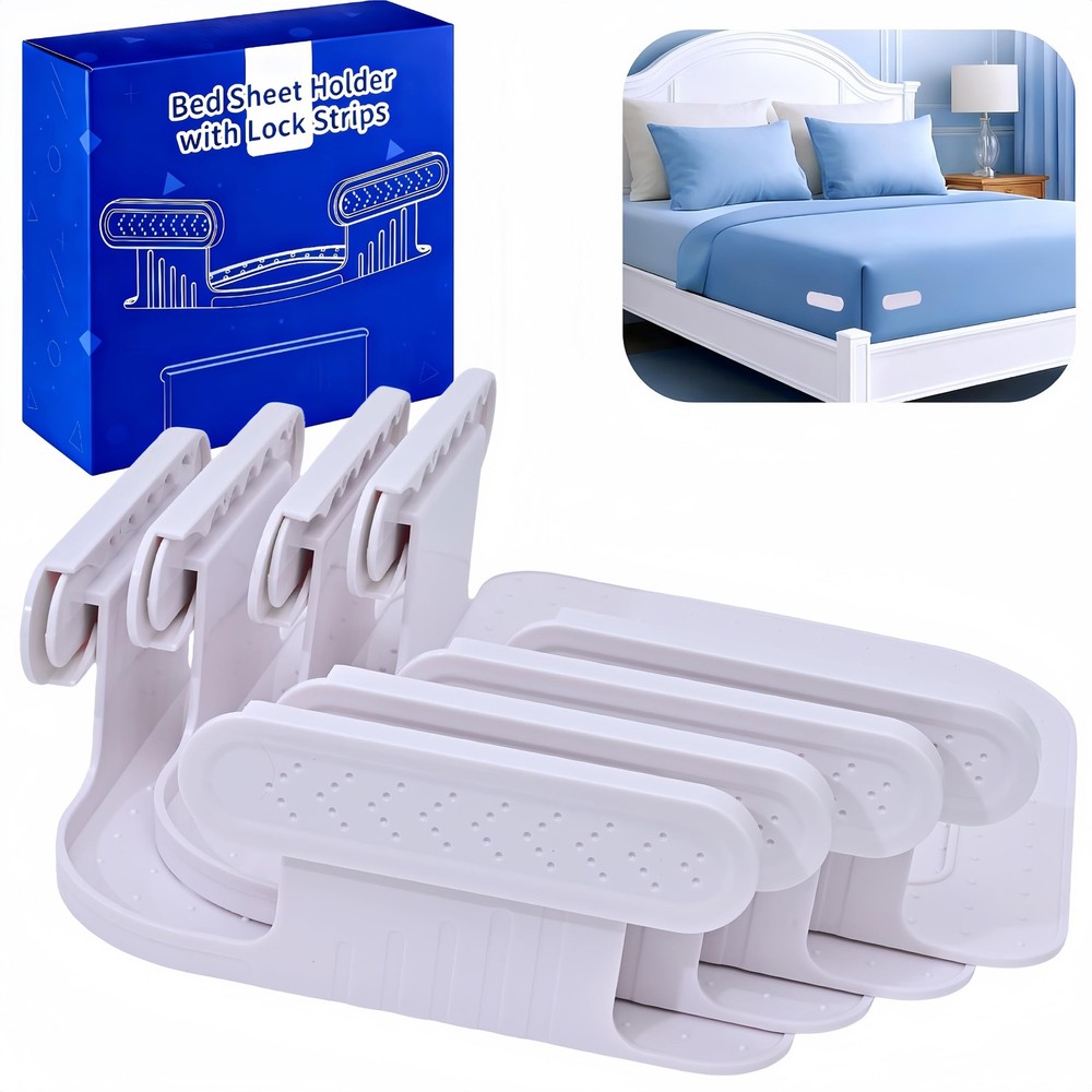 Bed Holders for Corners, Lock Holders, 4Pcs Fitted Holders Keep Sheets Firm &...