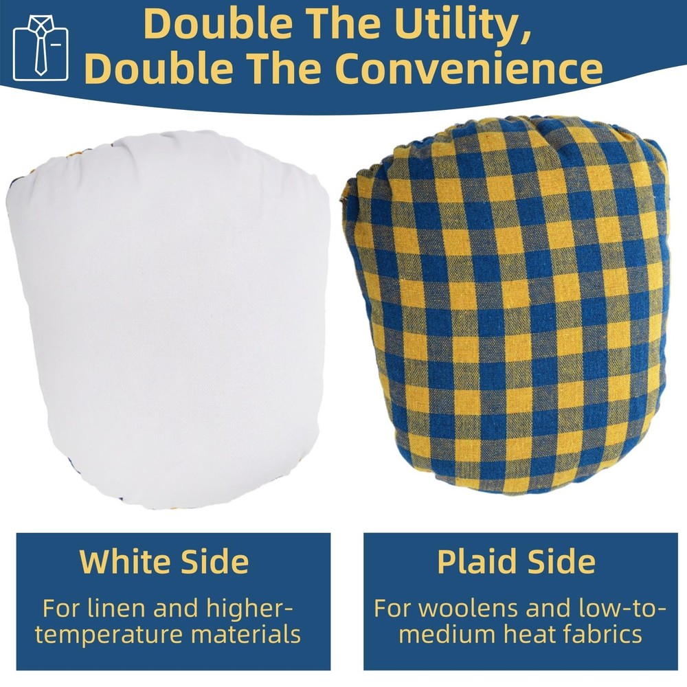 Tailors Ham and Seam Roll Set Solid Linen Cotton Pressing Ironing Tool Plaid