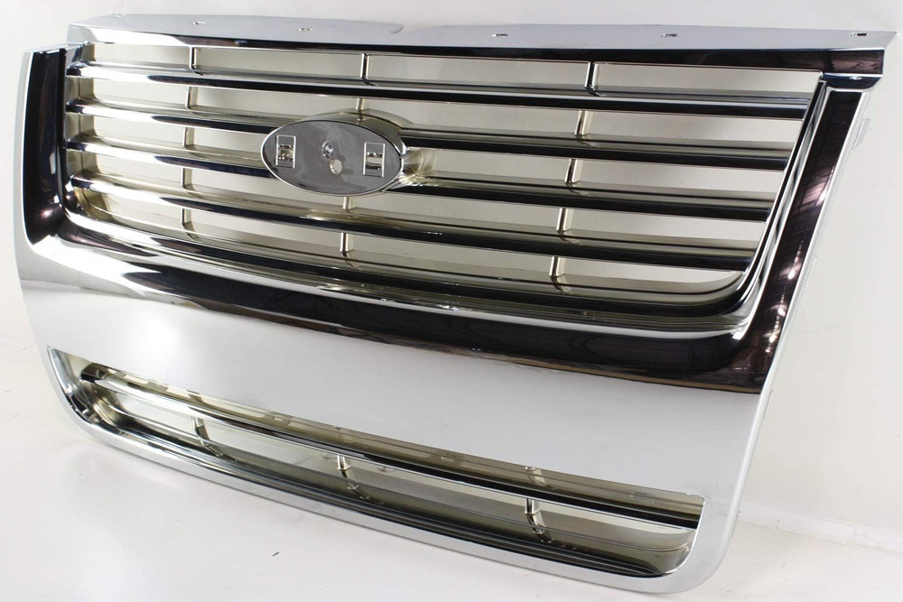 Grille Assembly Compatible with 2006-2008 Ford Explorer Chrome Shell and Insert