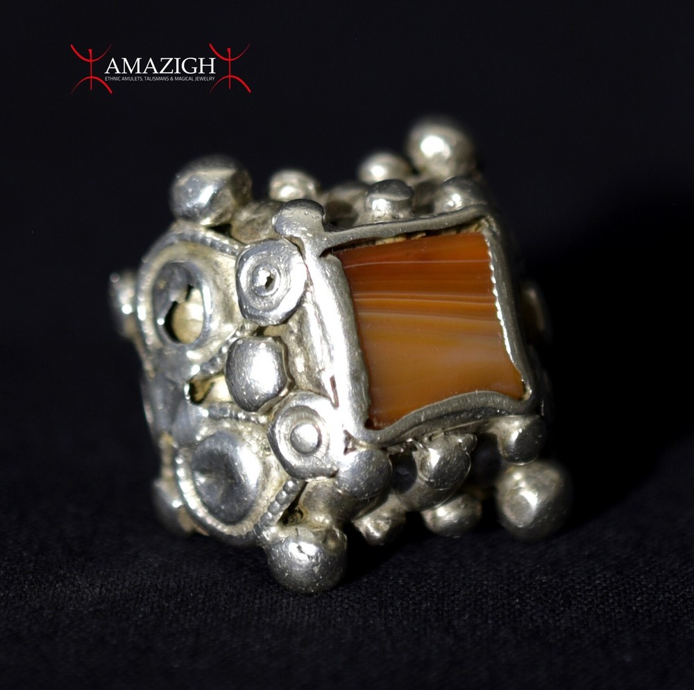 Antique Outstanding Silver-Agate Ring - India - Beautiful Item
