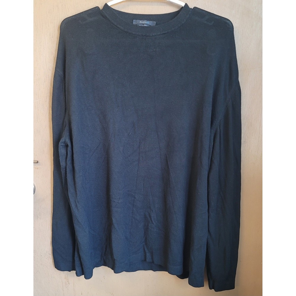 Zegna Sport Mens Black LS Pullover Viscose Poly Blend XL EUC