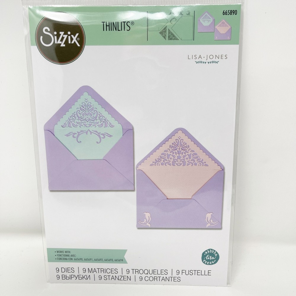 Sizzix Thinlits Envelope Liners Cutting Dies Markers Glitter NEW
