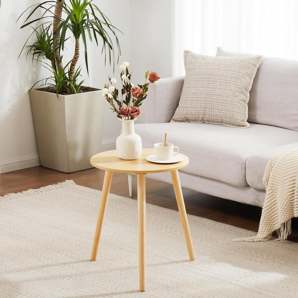 Small Round Side Table Modern Light Wood Side Table Bedside Nightstand End Table