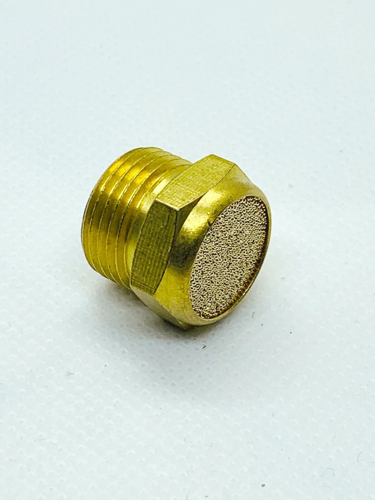 1/4" Thread Flat Head Pneumatic Muffler Sintering Brass Silencer 3 pcs