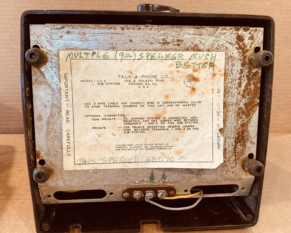 Vintage TALK-A-PHONE Intercom System