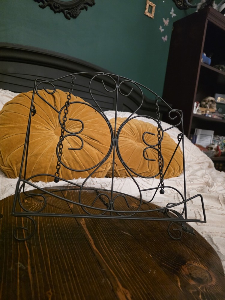 Black Cook Book Stand With Page Weights