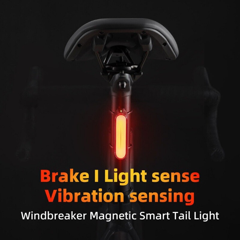 ROCKBROS Bicycle Waterproof Tail Light Strong Magnetic Smart Brake Sensor