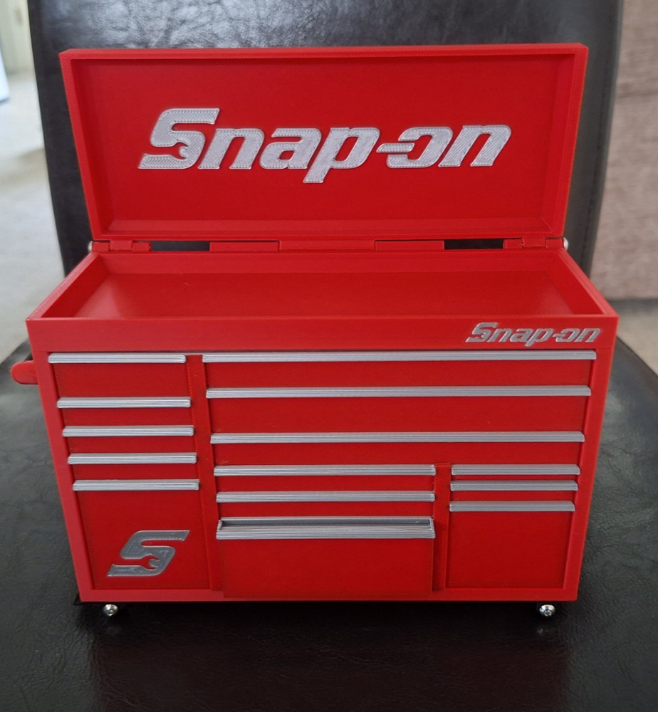 Mini High Quality 3D Printed Toolbox (Red) (Silver)