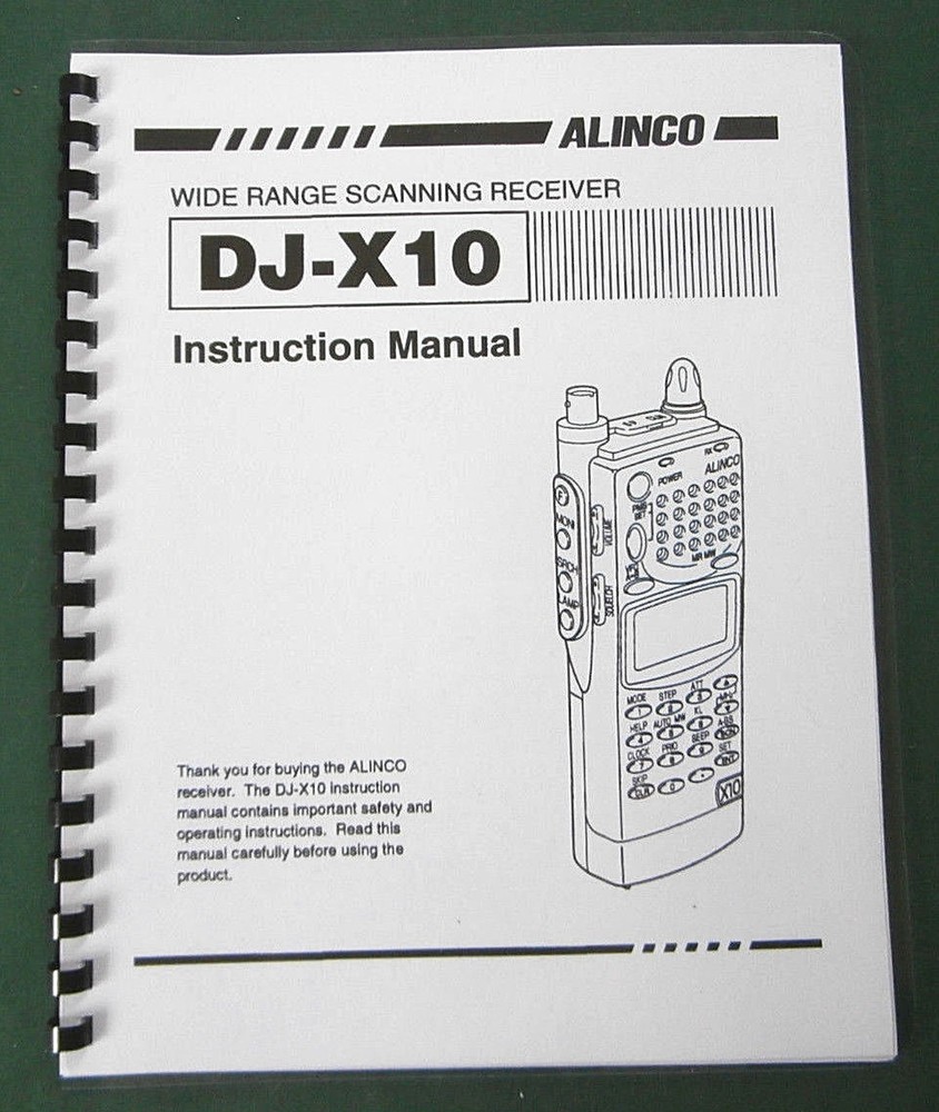Alinco DJ-X10 Instruction Manual: Comb bound & Protective Plastic covers