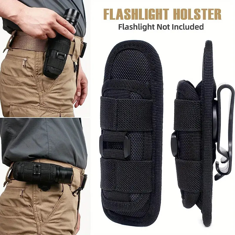 Quick-Access Tactical Flashlight Pouch - Rotatable Oxford Belt Holster