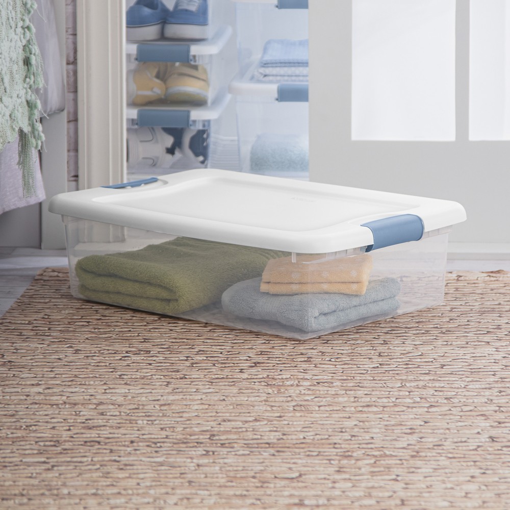 Sterilite 32 Qt Plastic Clear Stackable Latching Storage Box Container (12 Pack)