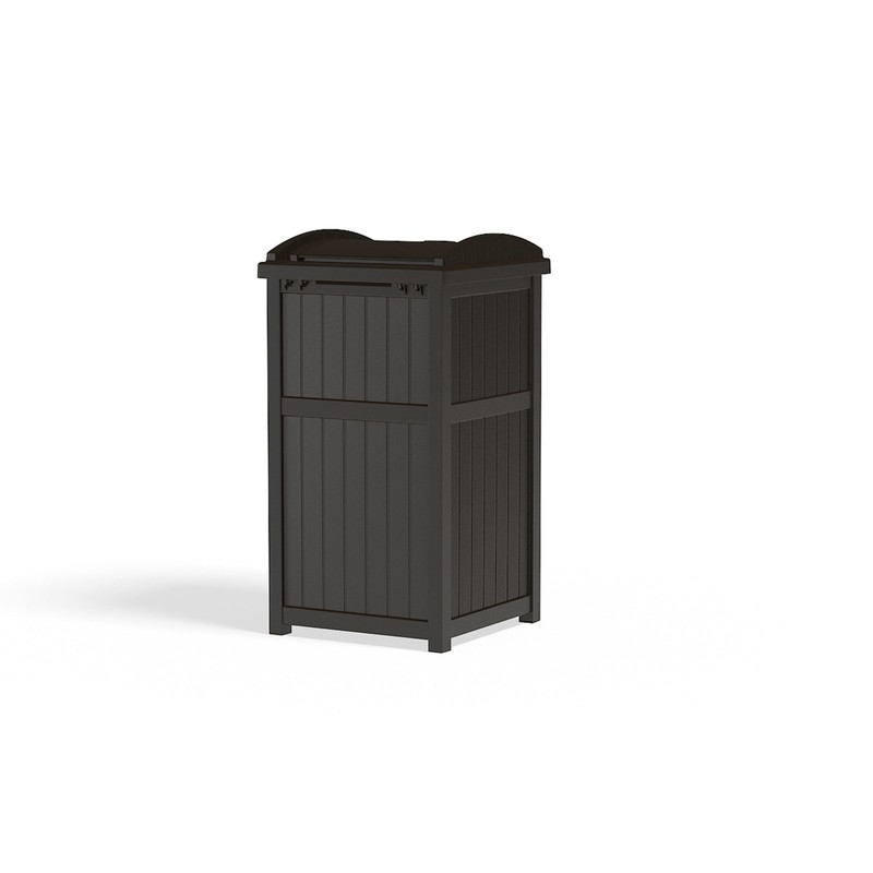 Suncast Trash Hideaway Java Resin 30 gal. Capacity Garbage Can 31.63 H x 15.75 W