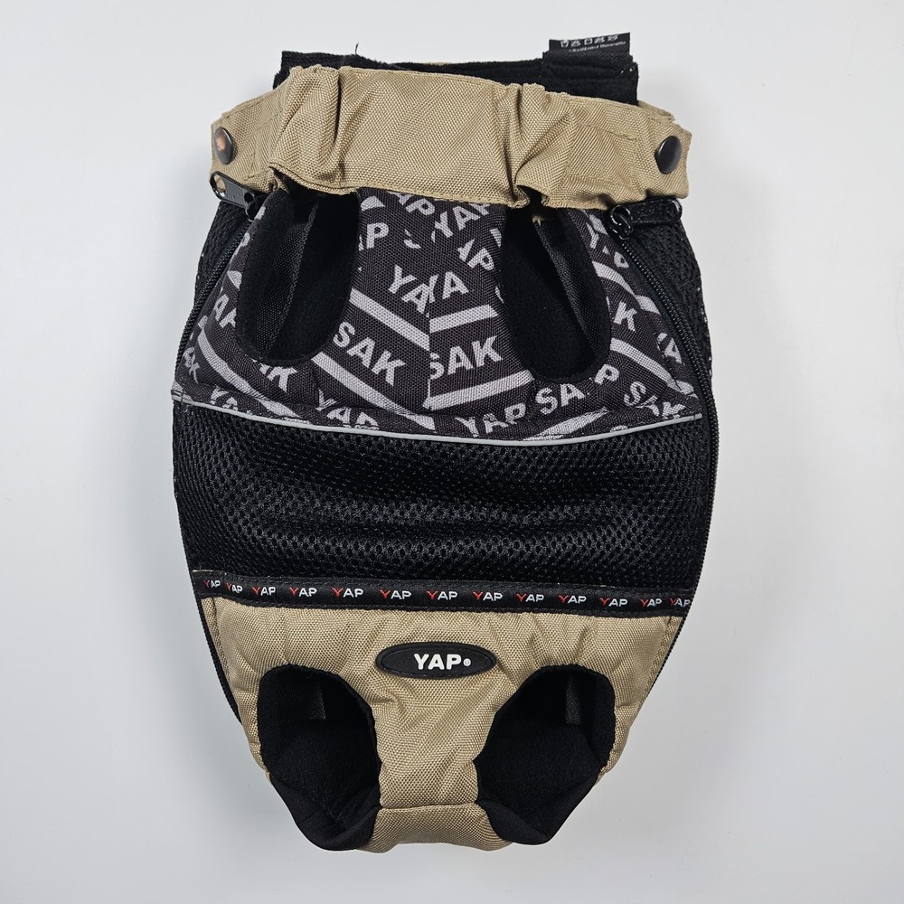 YAP SAK Medium Long Backpack Supportive Dog Pet Carrier Tan Black