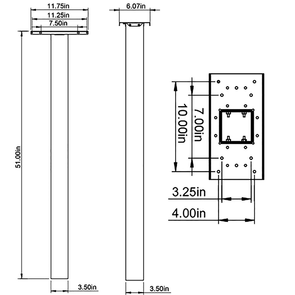 Brighton Aluminum Mailbox Post, Compatibility Code A, B, C, D, BP000BAM, Black