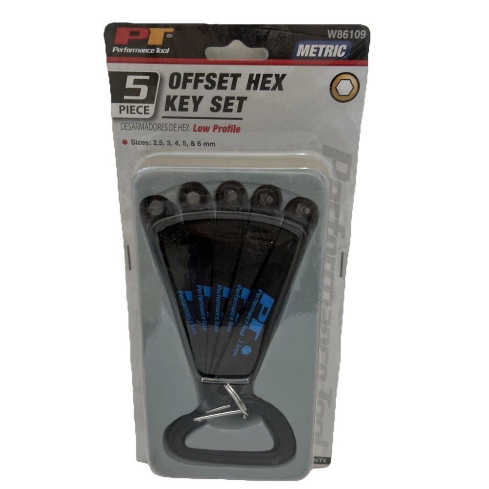 Performance Tool  5-Pc  Offset Hex Key Set W86109 Low Profile, Metric