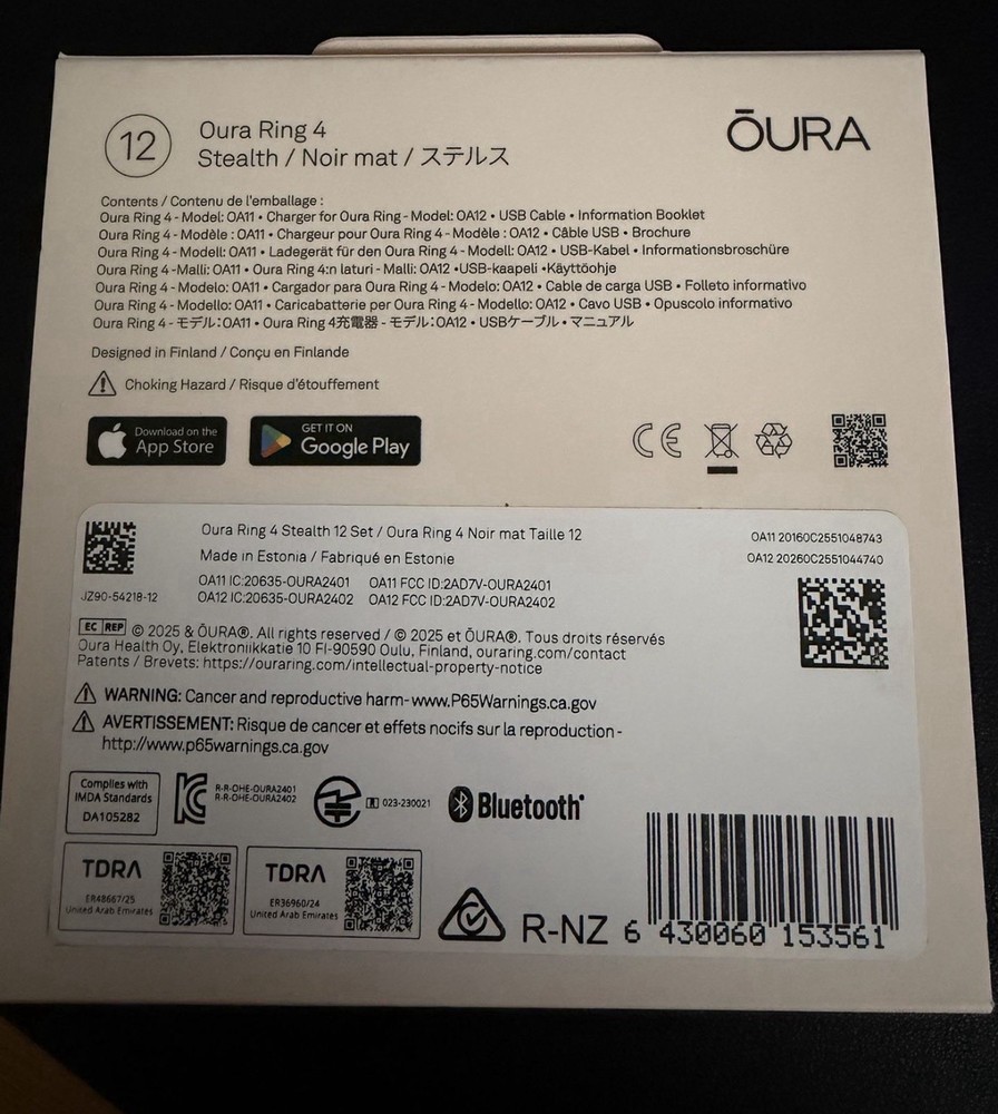 Oura Ring Gen 4 Silver Size 12