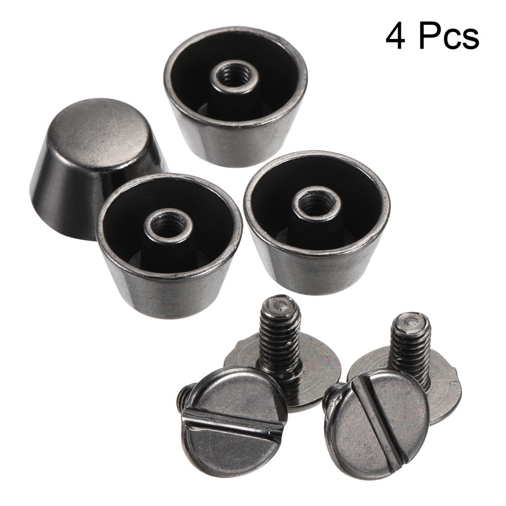12x7mm Rivet Studs Screw Back Flat Cable Feet Stud Dark Grey 4pcs