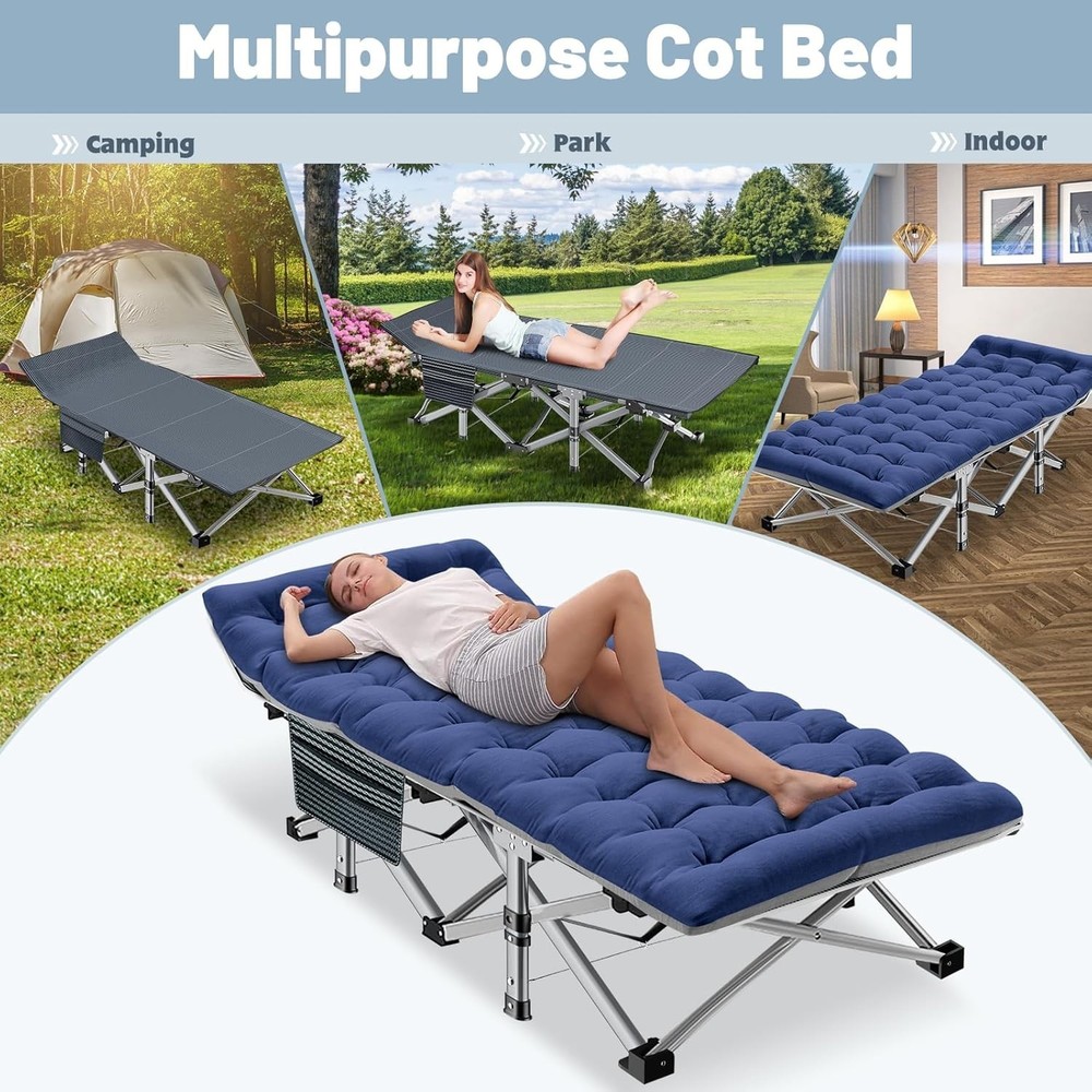 Portable Camp Bed with Padded Sleeping Surface