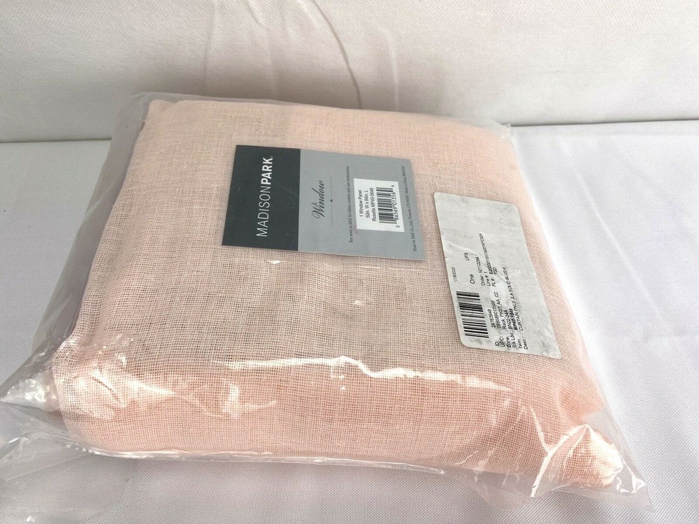 Madison Park Rosette Tab Top Solid Window Curtain Panel Drape 50" x 84” Blush
