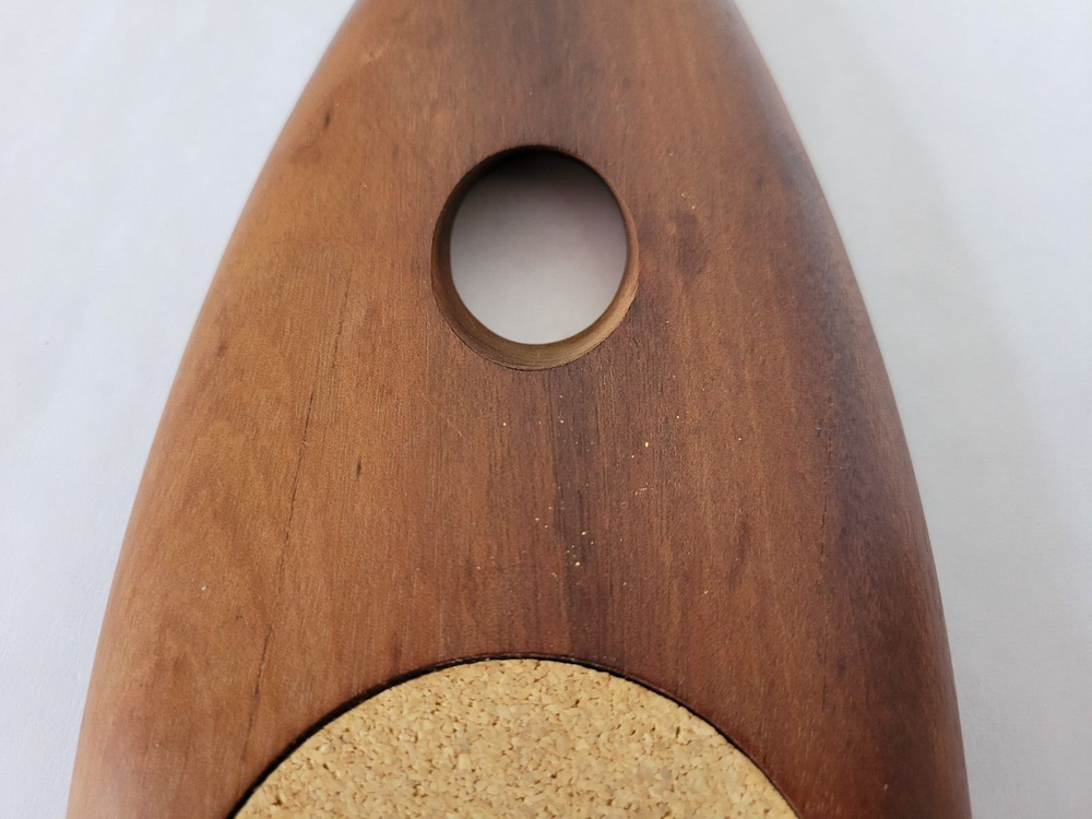 Solid Teak Wine Bottle Support with Coaster for Display