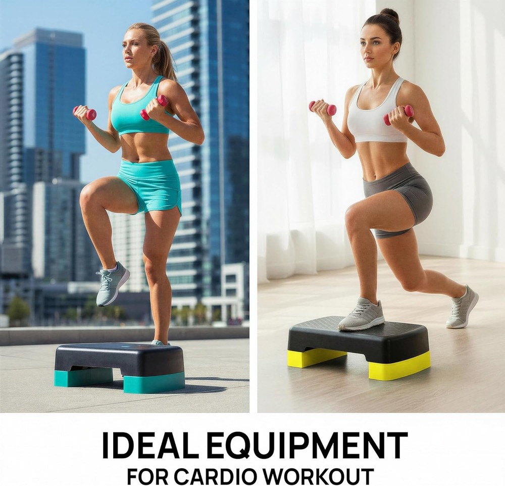 Versatile Workout Stepper for Cardio & Strength - Mini Step Platform with Risers