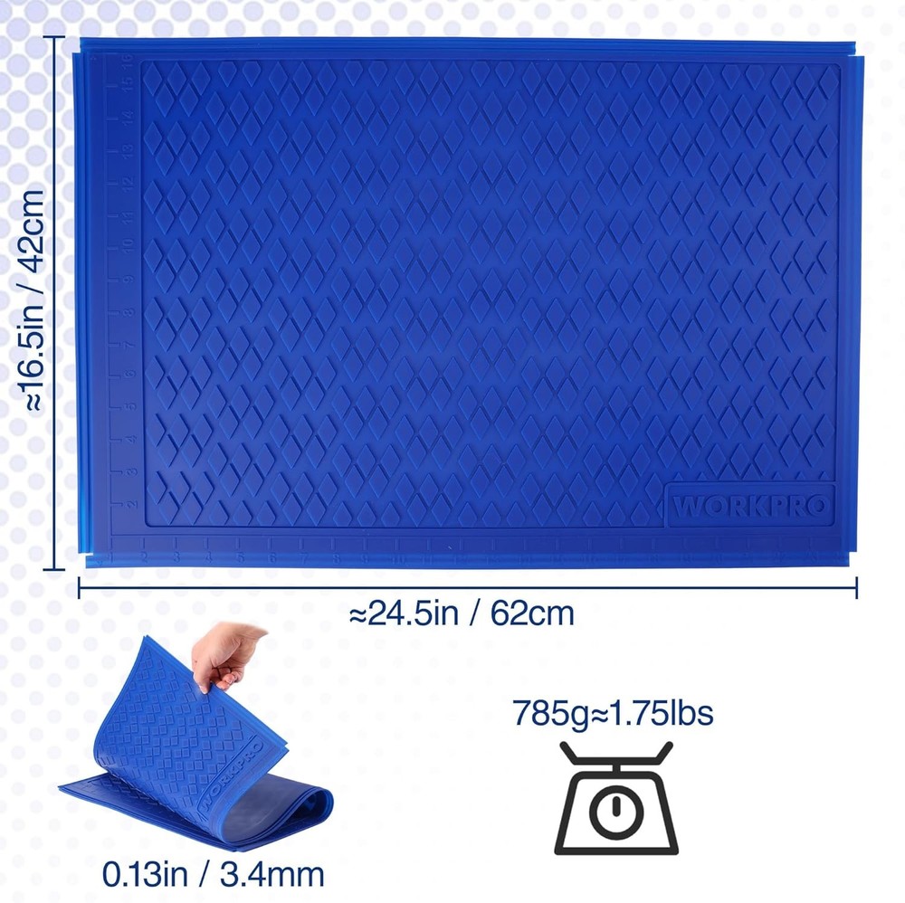 WORKPRO 2PC Silicone Glue Mat Non-Stick Workbench Pad Protector Measurement Grid