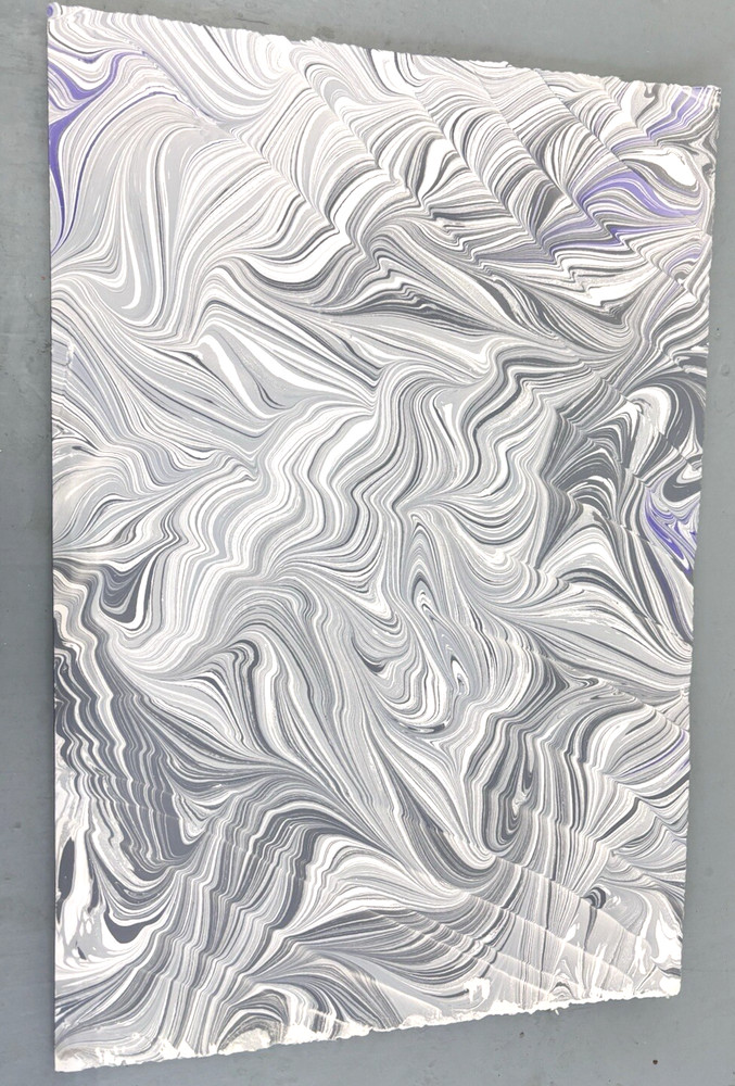 Handmade Marbled Paper 15 x 22" for Bookbinding, Stationery, Notecards