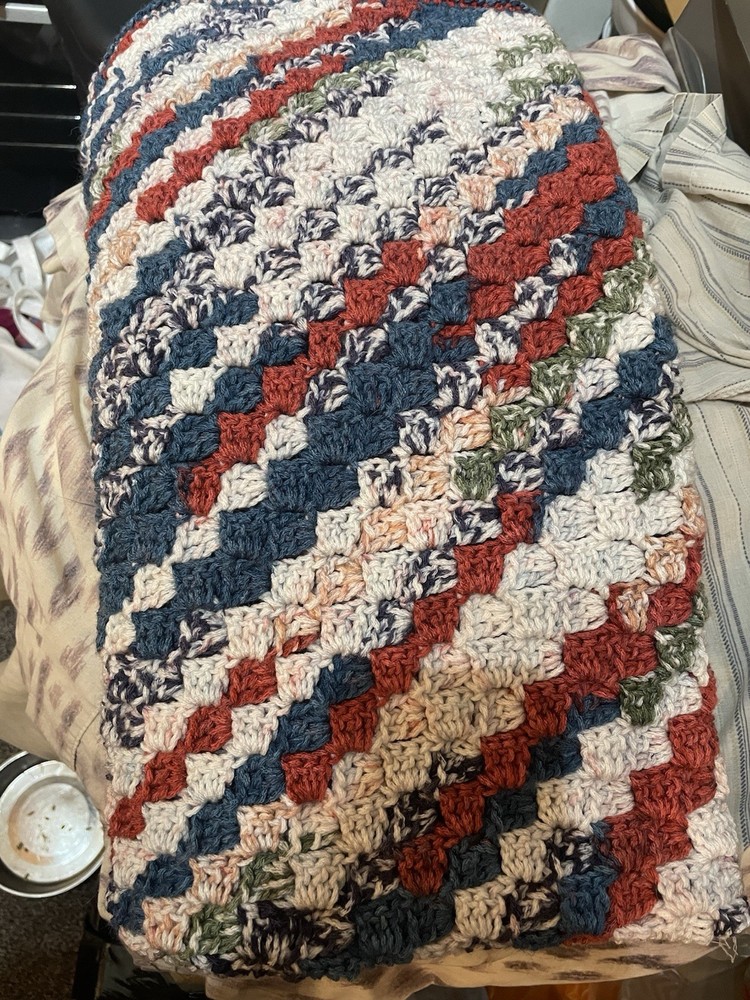 Handmade Multicoloured Crocheted Lap Blanket