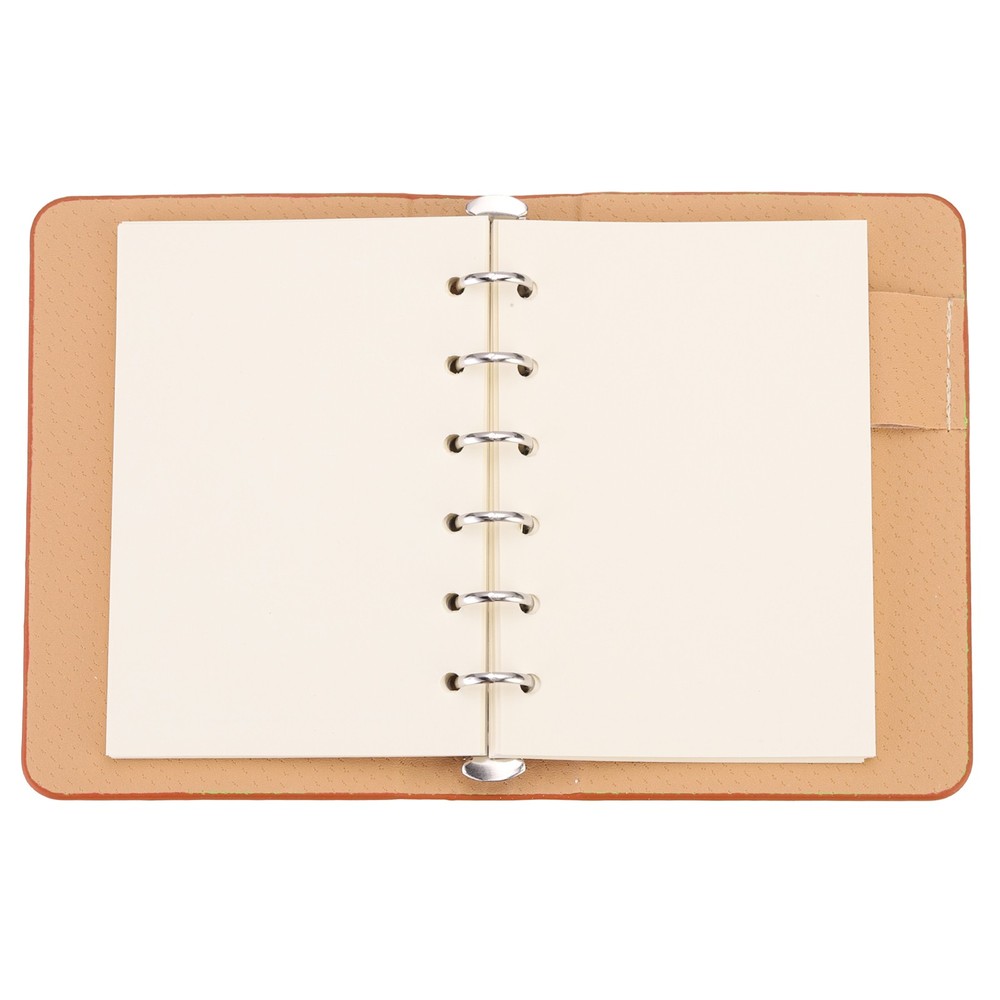 6 Ring Binder Cover 2pcs A7 Leather Notebook Binder with 100 Sheets Paper Orange