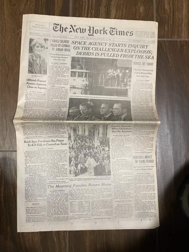 NASA Challenger Explosion - Newspaper