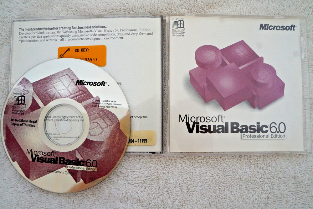 Microsoft Visual Basic Professional 6.0 PRO 6 BOX 4 Windows 7 10 11 203-00768 #4