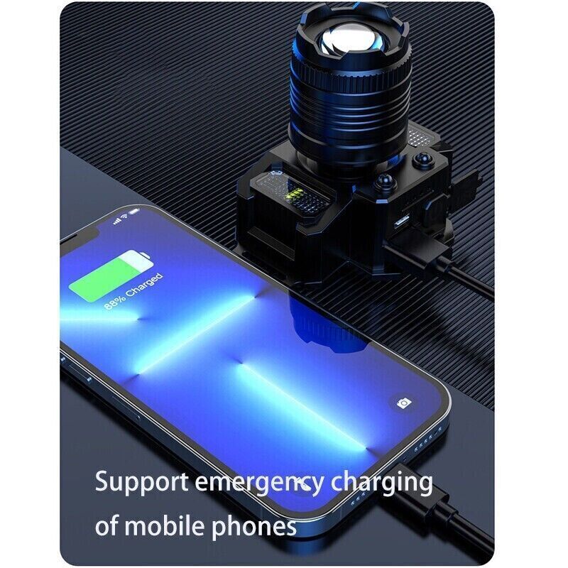 Powerful LED flashlight head USB charging head lamp outdoor flashlight 2 package