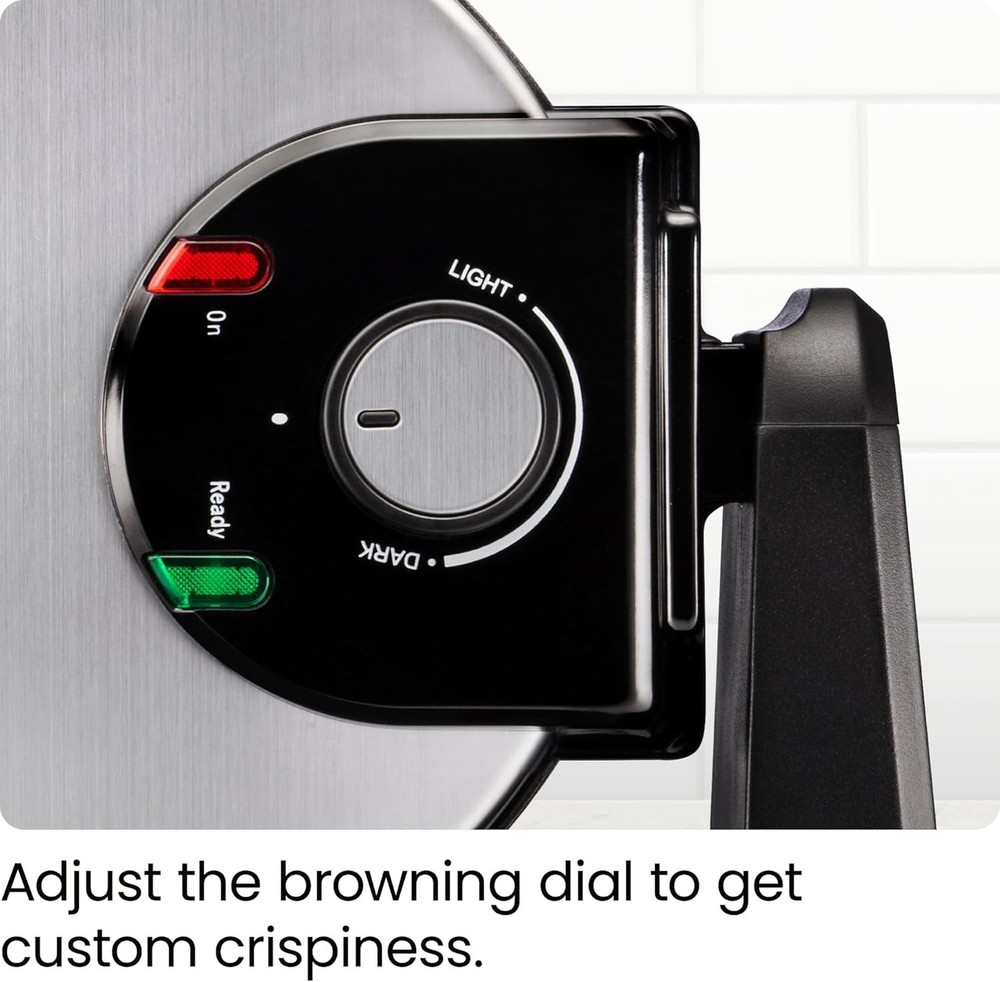 Stainless Steel 180° Rotating Waffle Maker with Adjustable Timer & Locking Lid