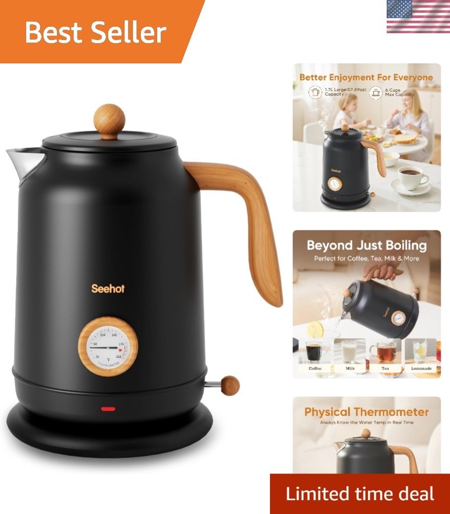 1.7L 57.oz Electric Kettle with Thermometer, 1200W Large Electric Tea kettle ...