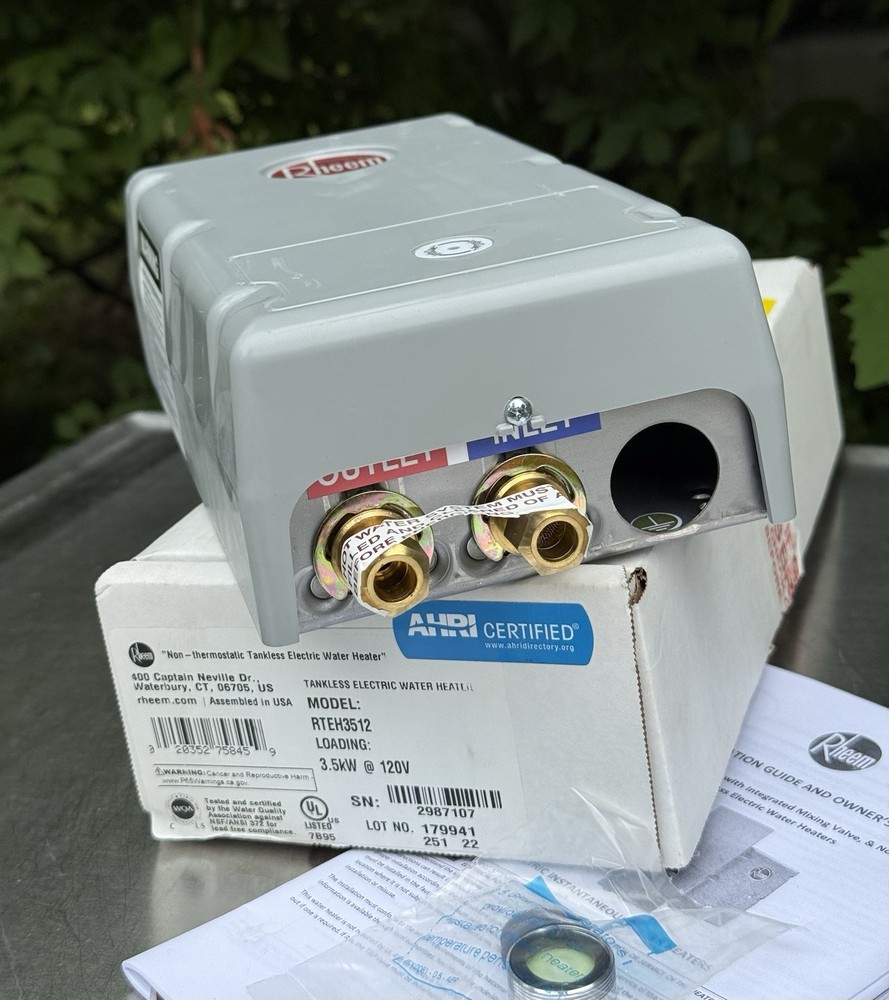 Rheem RTEH3512 3.5kW @ 120V Tankless Electric Water Heater - Unused - Open Box