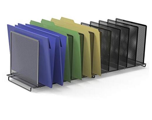 2 Pack - SimpleHouseware 5 Section Upright File Sorter Organizer Black