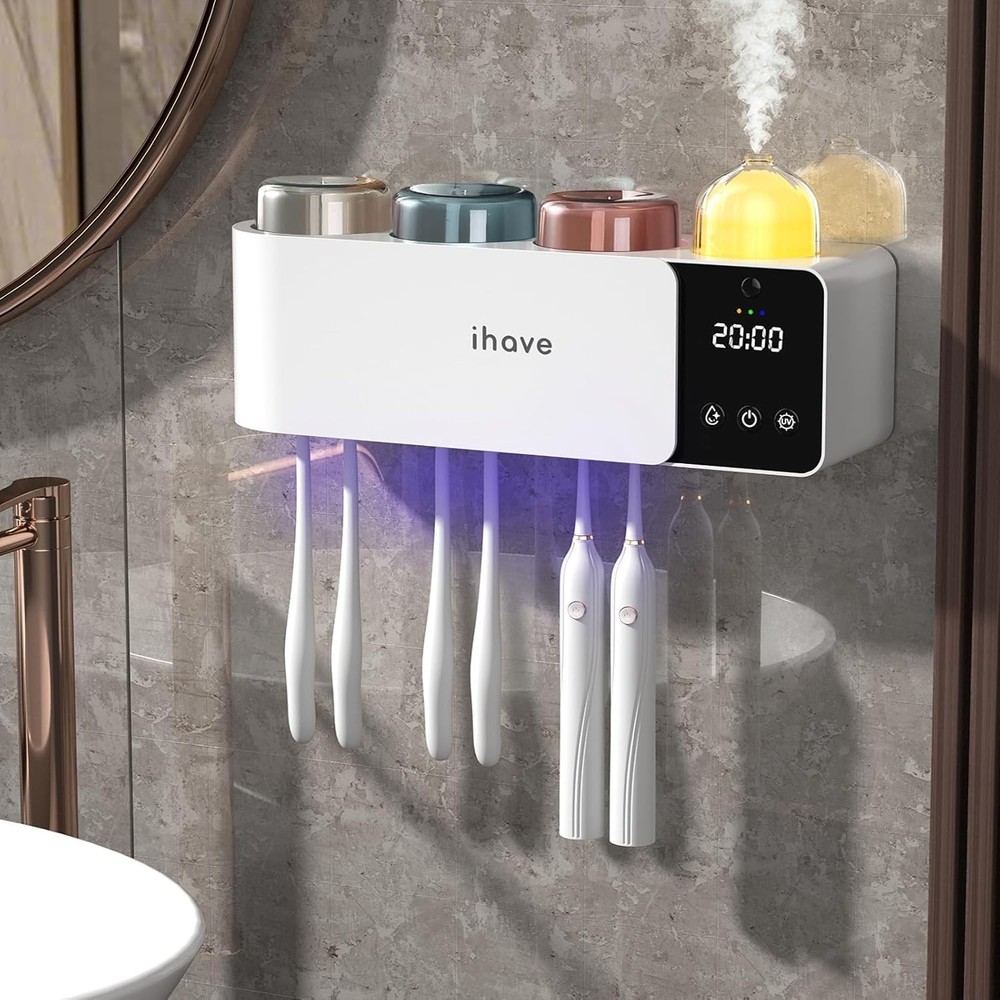 UV Toothbrush Sanitizer & Holder with Aromatherapy Diffuser