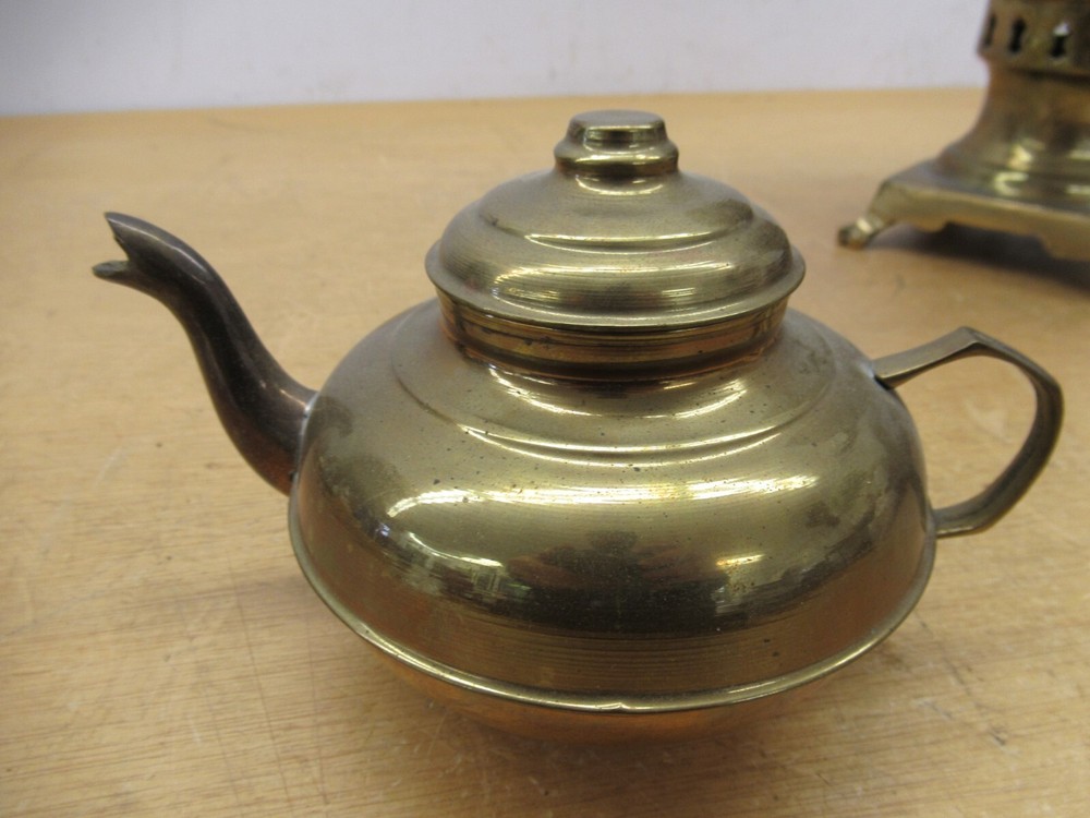 Antique signed Middle Eastern Brass Samovar urn with kettle