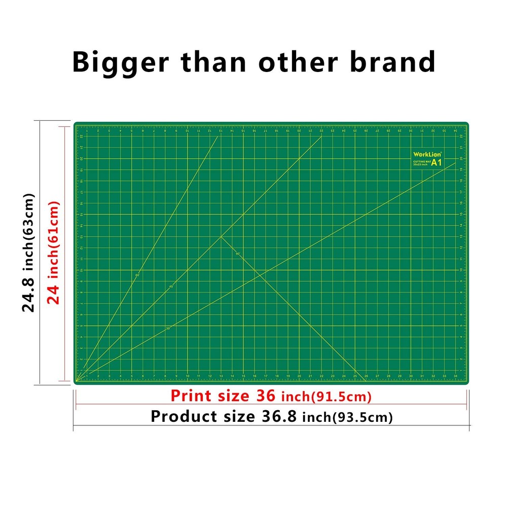 WORKLION 24" x 36" Large Self Healing PVC Cutting Mat, Double Sided, Gridded ...