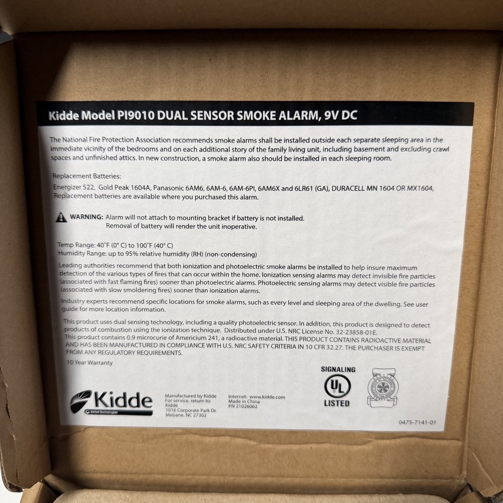 Kidde PI9010 Dual Sensor Smoke Alarm