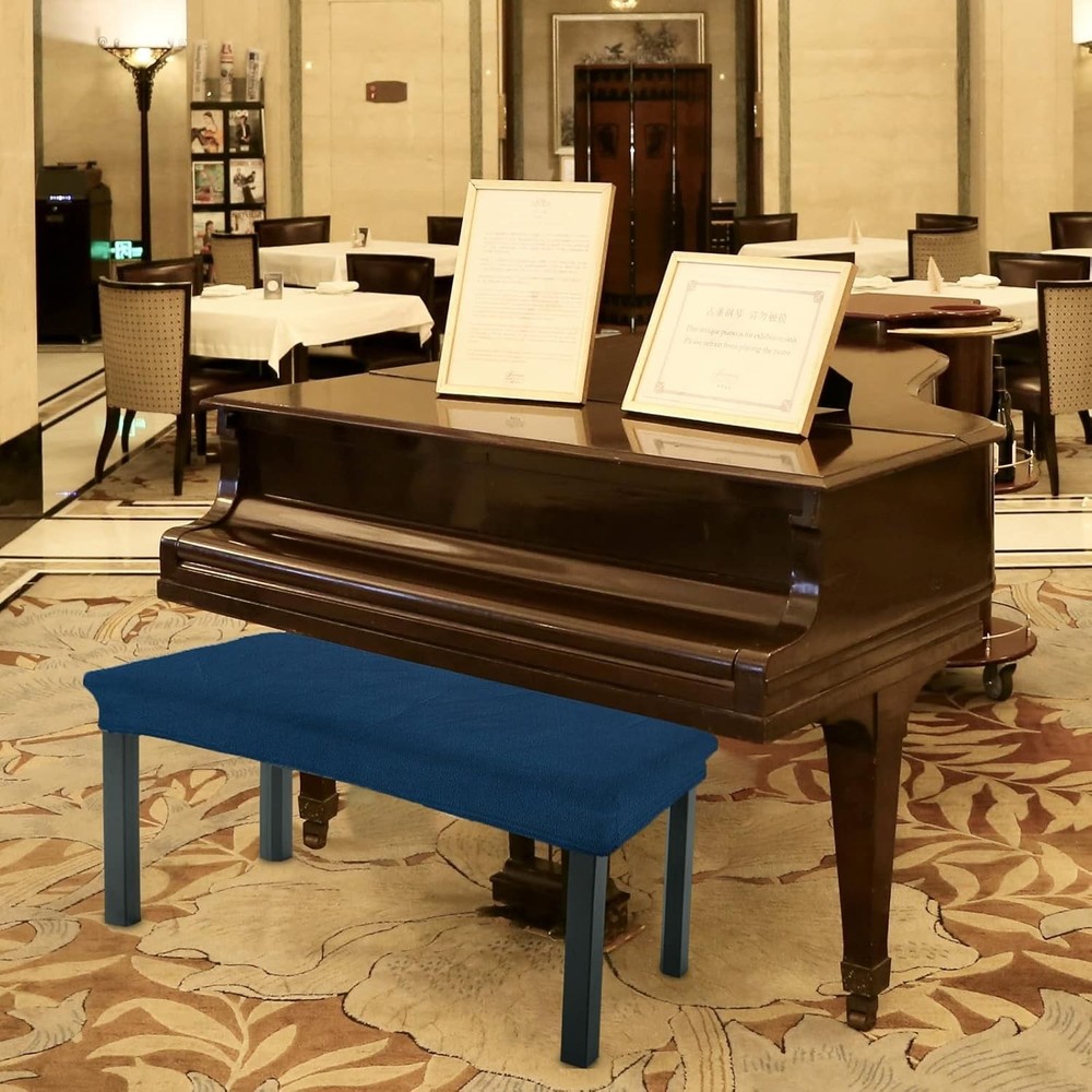 Soft Navy Blue Velvet Cover for Piano Benches & Rectangular Stools - Medium Size