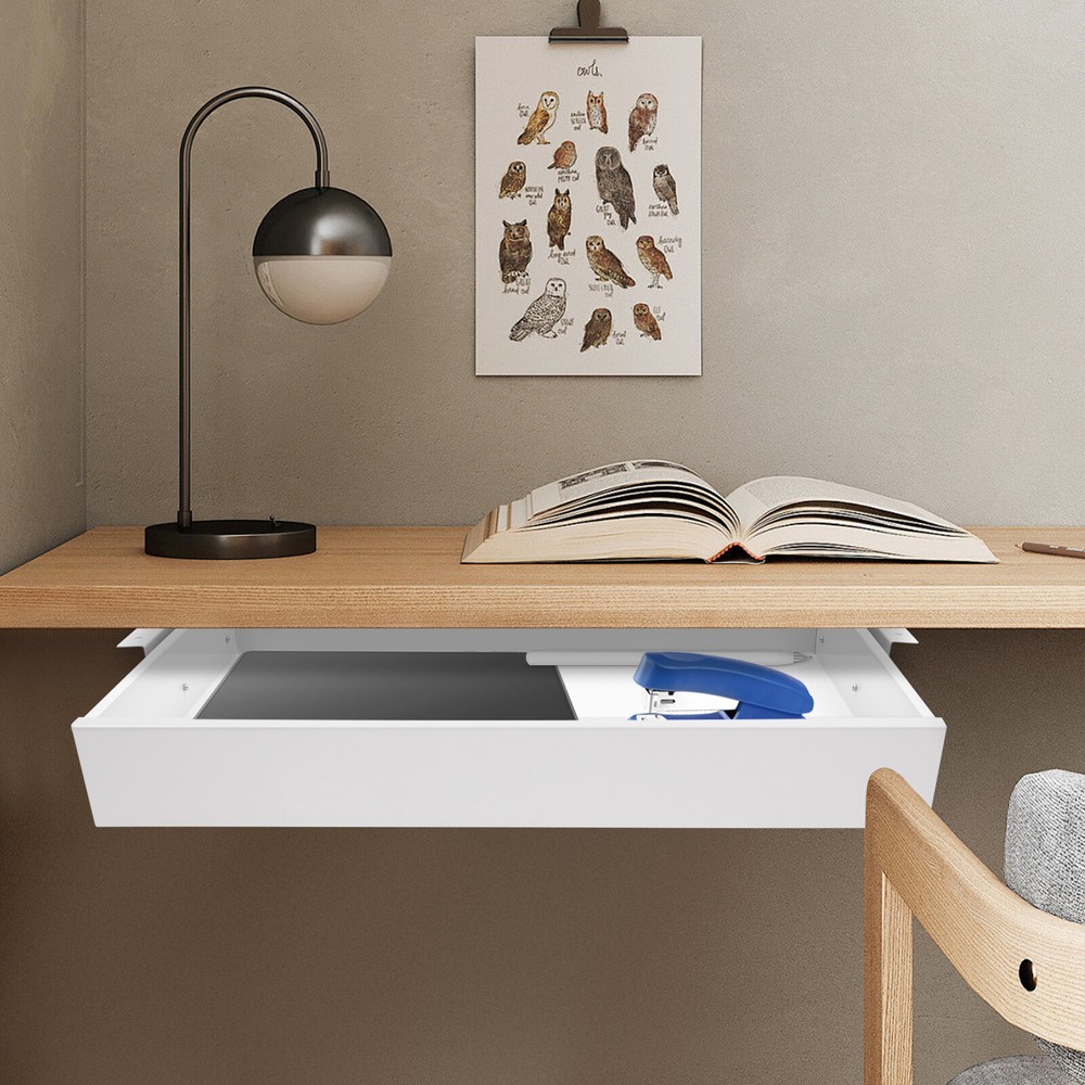 Under Table Mounted Sliding Pull-out Drawer Desk Mount Drawer Storage Organizer