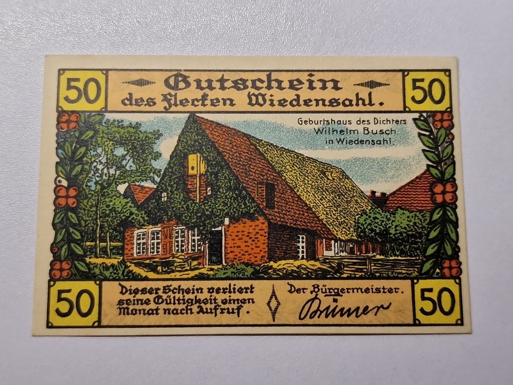 50 Pfennig Excellent Condition Old BANKNOTE Germany